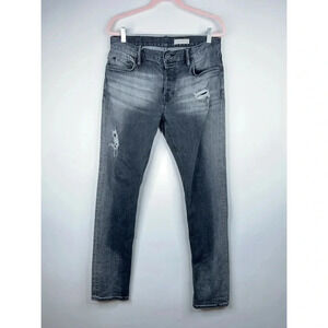 All Saints Rex Damaged Slim Fit Jeans Black Charcoal Distressed Size 31